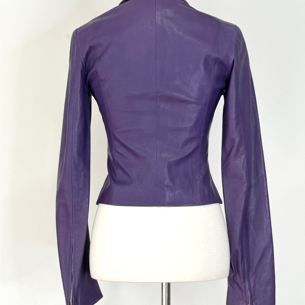Versace Vintage Y2K Purple Leather Jacket - Picture 2 of 9
